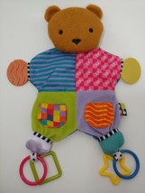 Kids Preferred Teddy bear teether Security Blanket blue purple pink swir... - $25.98