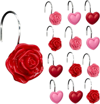 Set of 12 Decorative Shower Curtain Hooks,Valentines Day Stainless Steel Rust Re - £11.05 GBP