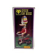 Vintage Tin Litho Wind Up Duck On Bike Toy W/ Box Peddle Metal Toy No Key - $463.90 MXN