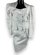 Vtg 2pc Gunne Sax By Jessica McClintock Jacket &amp; Skirt Outfit Set Pale Gray 5/6 - £46.31 GBP