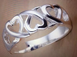 925 jewelry silver plated Three Heart Ring  women&#39;s Size 8 - $9.49