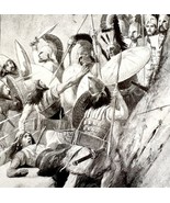 Spartans Battle Persians Xerxes Leonidas 1913 Plate Print 2 Page History... - $49.99