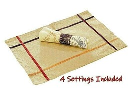 Fall Autumn Placemats and Napkins w Metal Rings Set of 4 BOHO Neutral Co... - £11.47 GBP