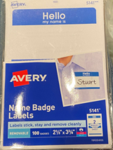 Avery USED  Pack of 94 Name Badge Labels Blue Sticker - Open/Used eee1 - £6.29 GBP