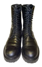Ann Demeulemeester Women Black Leather Vitello Olio Nero Combat Boots sz 39 Box image 2