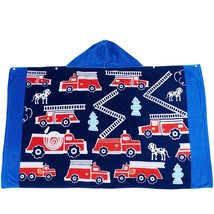 Kids Beach Towels For Boys Fire Truck Hooded Bath Towel 100% Cotton 30 X... - £36.71 GBP