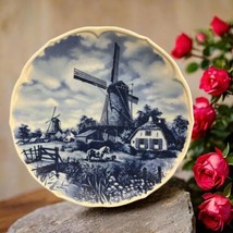 DELFT BLUE BLAWN Dutch Wall Hanging Windmill Collectors Accent Plate Hol... - £22.57 GBP