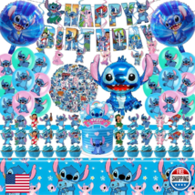 Stitch Party Supplies 102 PCS Birthday Decorations Set Banner Balloons Stickers - $35.04