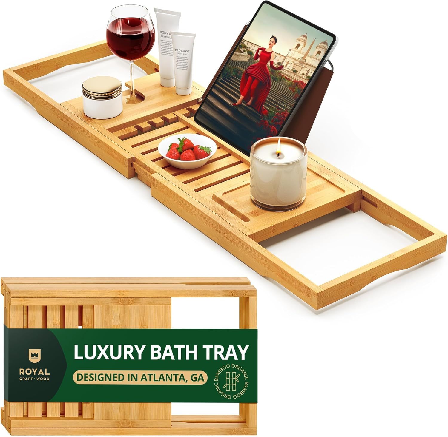 Royal Craft Wood Premium Foldable Bathtub Tray - Wood Bath Tray For Tub,... - $32.97