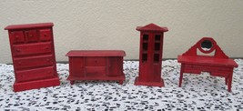 Set of 4 Dollhouse Bedroom Furniture Vintage Non Working Drawers - $329.27 MXN