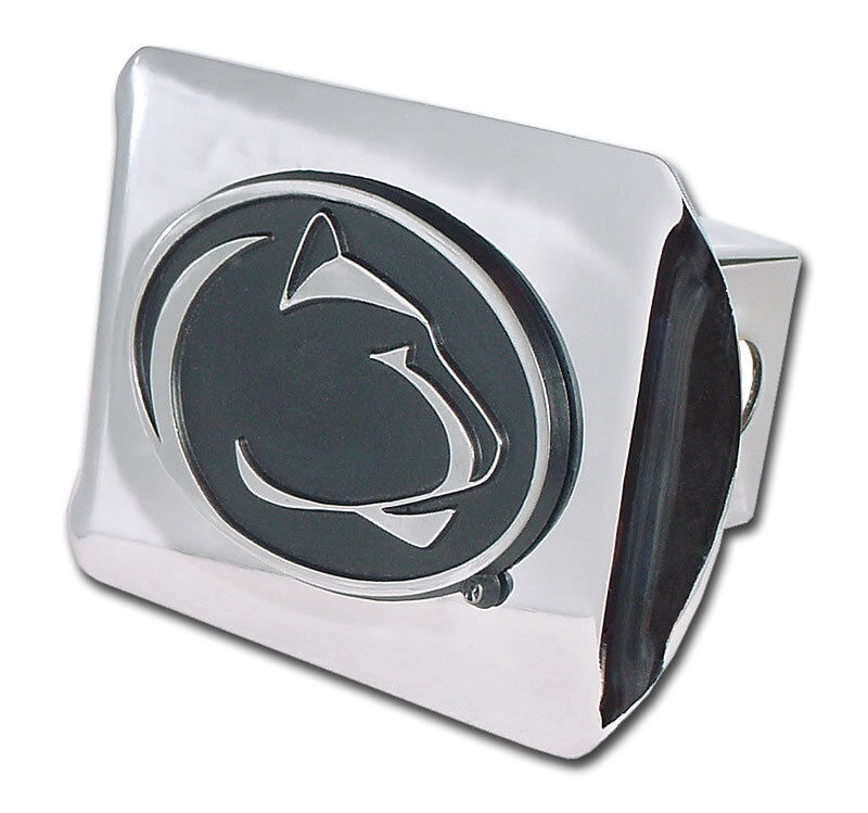 PENN STATE NITTANY LIONS BLACK ON CHROME USA MADE TRAILER HITCH COVER - $75.99