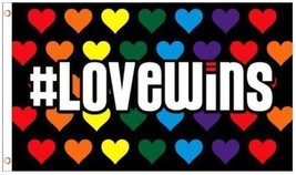#Lovewins Flag 3&#39;X5&#39; Banner Rainbow Hearts Lgbt Support Love Wins Pride - £10.97 GBP