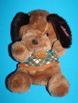 Dan Dee Brown Plush Puppy Dog 9&quot; Green Sweater Soft Toy Tags Stuffed MTY Intl - £10.89 GBP