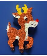 Vintage 18” Popcorn Plastic Rudolph Red Nosed Reindeer Christmas Wall Dé... - $34.91