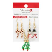 Celebrate It Candy Cane Set 3 pairs Earring - $16.82