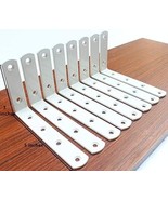 16 Pcs White Steel L Shaped Decorative Corner Brace Shelf Brackets 5x3 inch - £31.64 GBP