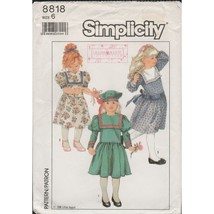 Simplicity 8818 Lillian August Bib Collar Party Dress Childs Pattern Uncut 1980s - £9.42 GBP