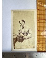 Antique CDV Photo 1860s Beautiful Woman in Victorian Dress Check Plaid F... - £36.82 GBP