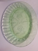 Jeanette Green Uranium Serving Platter Poinsettia Pattern 10.5&quot; Long - £27.87 GBP