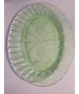 Jeanette Green Uranium Serving Platter Poinsettia Pattern 10.5&quot; Long - $35.00