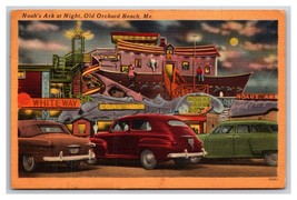 Noah&#39;s Ark at Night Old Orchard Beach Maine ME Linen Postcard XC6 - $3.91