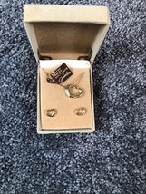 Vintage Heart Pendant Necklace and Earring Set with box New Unused - £9.64 GBP