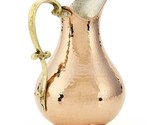 %100 COPPER JUG PITCHER CARAFE DECANTER HANDMADE HAMMERED SHINING Gold C... - £62.09 GBP