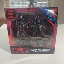 The Batman + Selina Kyle Chase 4&quot; Action Figure Batcycle 2022 DC MIB Spin Master - £7.71 GBP
