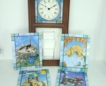 Danbury Mint Comical Cats Lighted Stained Glass Clock By Gary Patterson NEW - $296.99