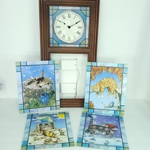 Danbury Mint Comical Cats Lighted Stained Glass Clock By Gary Patterson NEW - £237.40 GBP