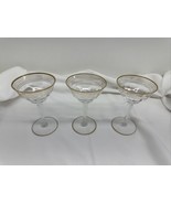 3 Vintage Hollywood Regency Optic Glass Gold Band Stripes Cocktail Glasses - $21.00