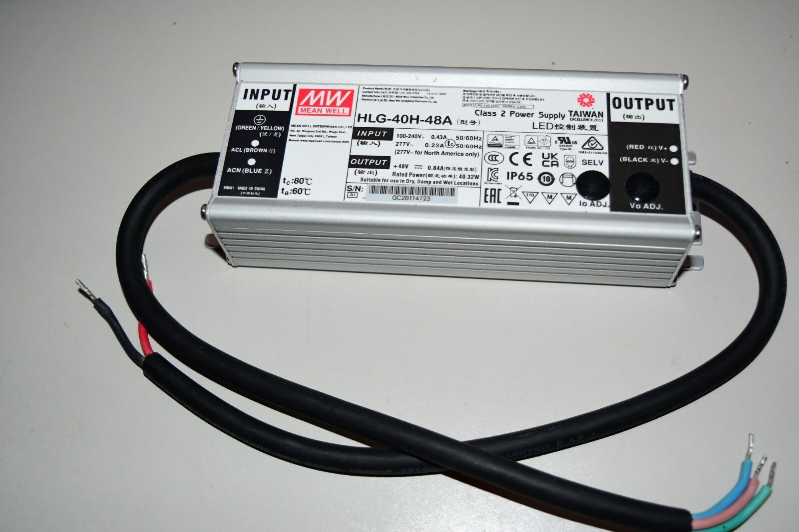 MEAN WELL Switching Power Supply HLG-40H-48A New 515c1 - $34.41