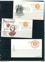 USA 1973 3 PS Cards with reply cards Samuel Adams Patriot 11511 - £11.68 GBP