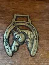 Solid Brass Horse Head inside Lucky Horse Shoe Bridle Medallion Ornament Decorat - £8.94 GBP