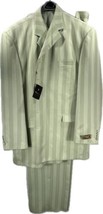 Falcone Men&#39;s Suit Green 3 Piece 5 Button Jacket Pleated Front Pants Size 52L - £110.26 GBP