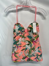 Malibu Dream Girl Tropical Floral Colorful Beach Top Swim Tankini NEW M - $16.80