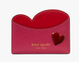 Kate Spade Pitter Patter Heart Leather Card holder Card Case ~NWT~ Red - $71.28