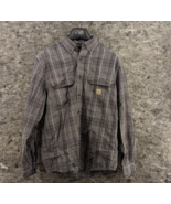 Carhartt Gray Shirt Mens M Relaxed Fort Plaid Long Sleeve Shirt Pockets - $29.99