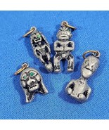 Primitive Pewter Charms Tribal Figural Jewelry Making Lot Of 4 Pieces  - $14.84