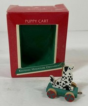 Hallmark Keepsake Miniature Ornament - Puppy Cart, 1989 Dog - £6.32 GBP