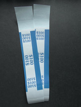 2 - Blue $100 Cash Money Self-Sealing Straps Currency Bands  - £0.78 GBP