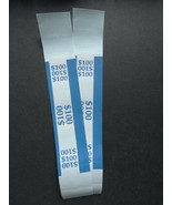 2 - Blue $100 Cash Money Self-Sealing Straps Currency Bands - £0.77 GBP