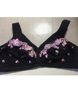 48B Glamorise Magic Lift Full Figure Support T-Shirt Embroidered Floral Bra - $20.22