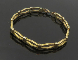 925 Silver &amp; 14K GOLD - Vintage Shiny Gold Plated Hinge Chain Bracelet - BT7561 - £55.29 GBP