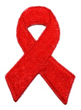 AIDS Red Awareness Ribbon Embroidered Iron On Patch Gifts Fundraising - £5.20 GBP+