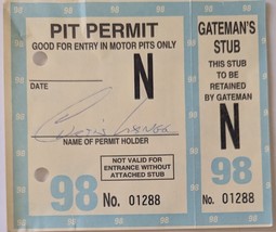 Motor Pit Stop Gate Stub Crew Permit 1998 - $4.95