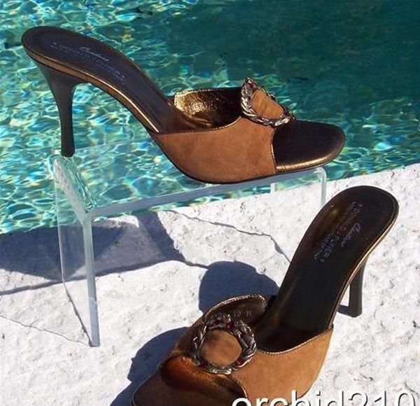 Donald Pliner Couture Camel Suede Leather Shoe New 6 6.5 Ornate Buckle $225 NIB
