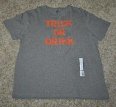 Mens Halloween Shirt Trick or Drink Gray Crew Short Sleeve-sz 3XL - £9.12 GBP