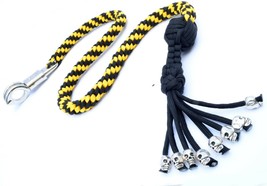 550 Paracord Motorcycle Whip Get Back whip 1&quot; Ball &amp; Skulls 36&quot; - Yellow / Black - £23.59 GBP