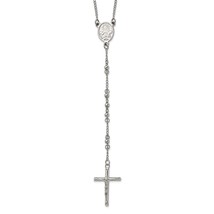 MJ Stainless Steel Polished 4mm Beaded 25 inch Rosary Necklace - $65.00